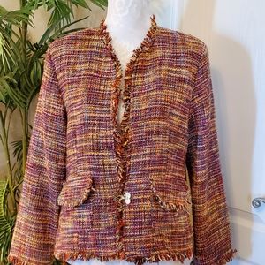 Chico's Fringe Tweed Blazer